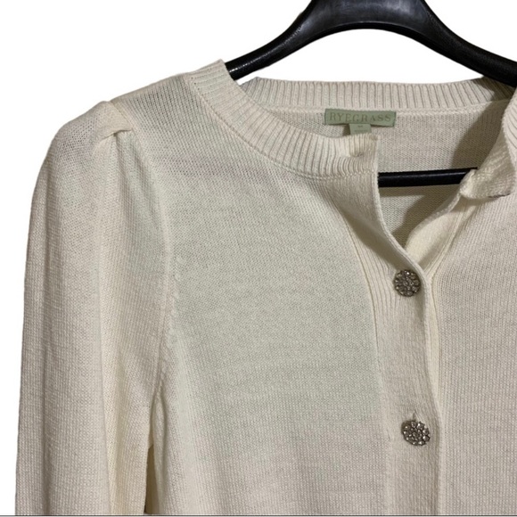 NWT Ryegrass White Cardigan with Jeweled buttons size XS - Picture 4 of 11